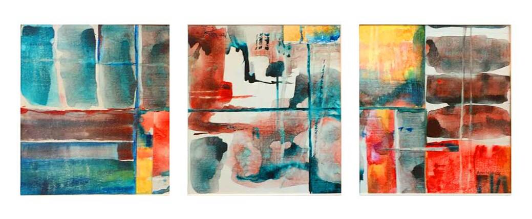 Abstract triptych by by Nancy Macomber