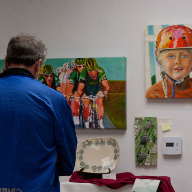 Man looking at art at Calaveras Arts Council Gallery