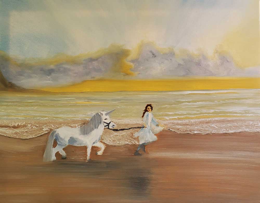 Painting of unicorn by Tabitha Kremesec
