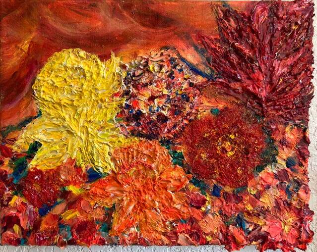 Red and yellow flower painting