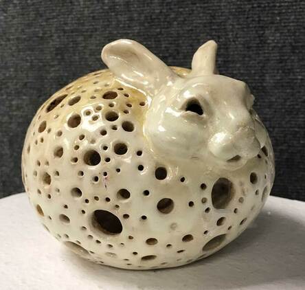 Ceramic rabbit lantern