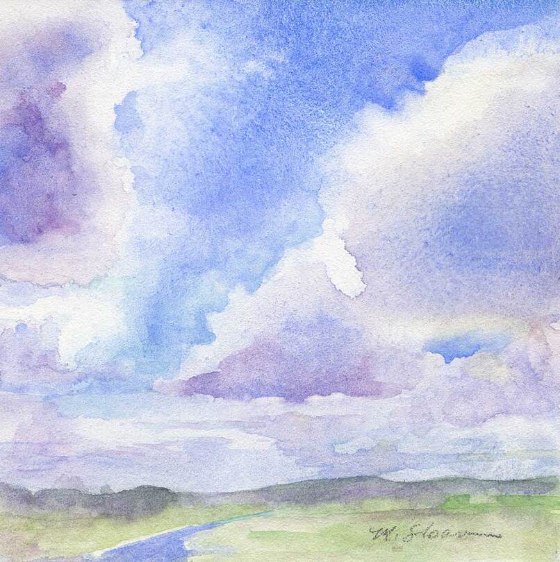 Watercolor painting of clouds