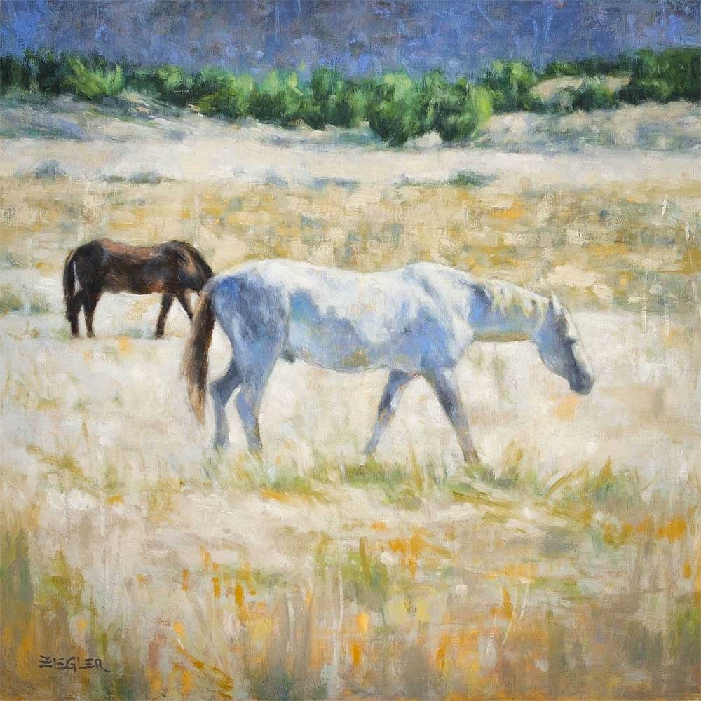 Oil painting of horses